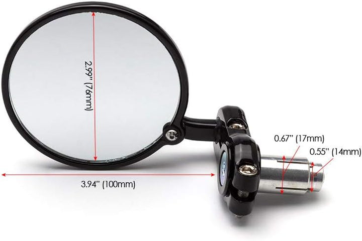 Motorrad Lenkerende Spiegel Schwarz Aluminium für 22mm (7/8 ") Lenker - Hochwertig