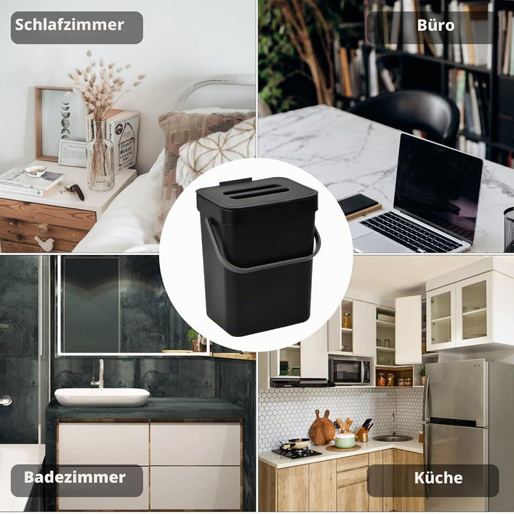 Kleiner Komposteimer für die Küche Biomülleimer aus Kunststoff 3L, Lebensmittelabfalleimer Hängender