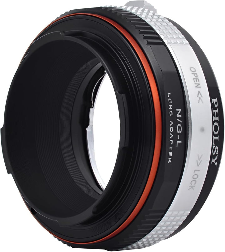 PHOLSY Objektivadapter mit Blendenring G auf L Mount für Nikon G/F/AI/AIS/D/AF-S Objektiv und L Moun