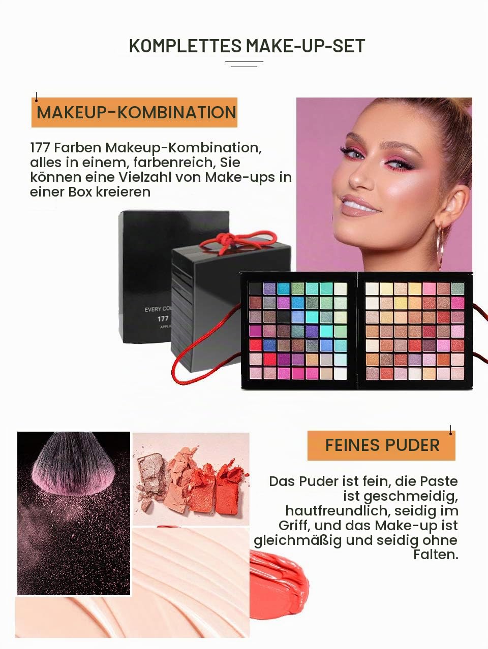Lidschatten Palette 177 farben Schminkkoffer mit Schminke - Bunte Lidschatten Palette Schminkset Fra
