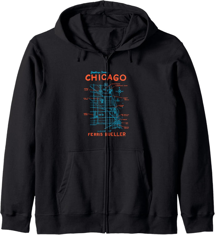 Ferris Bueller's Day Off Chicago Karte Kapuzenjacke