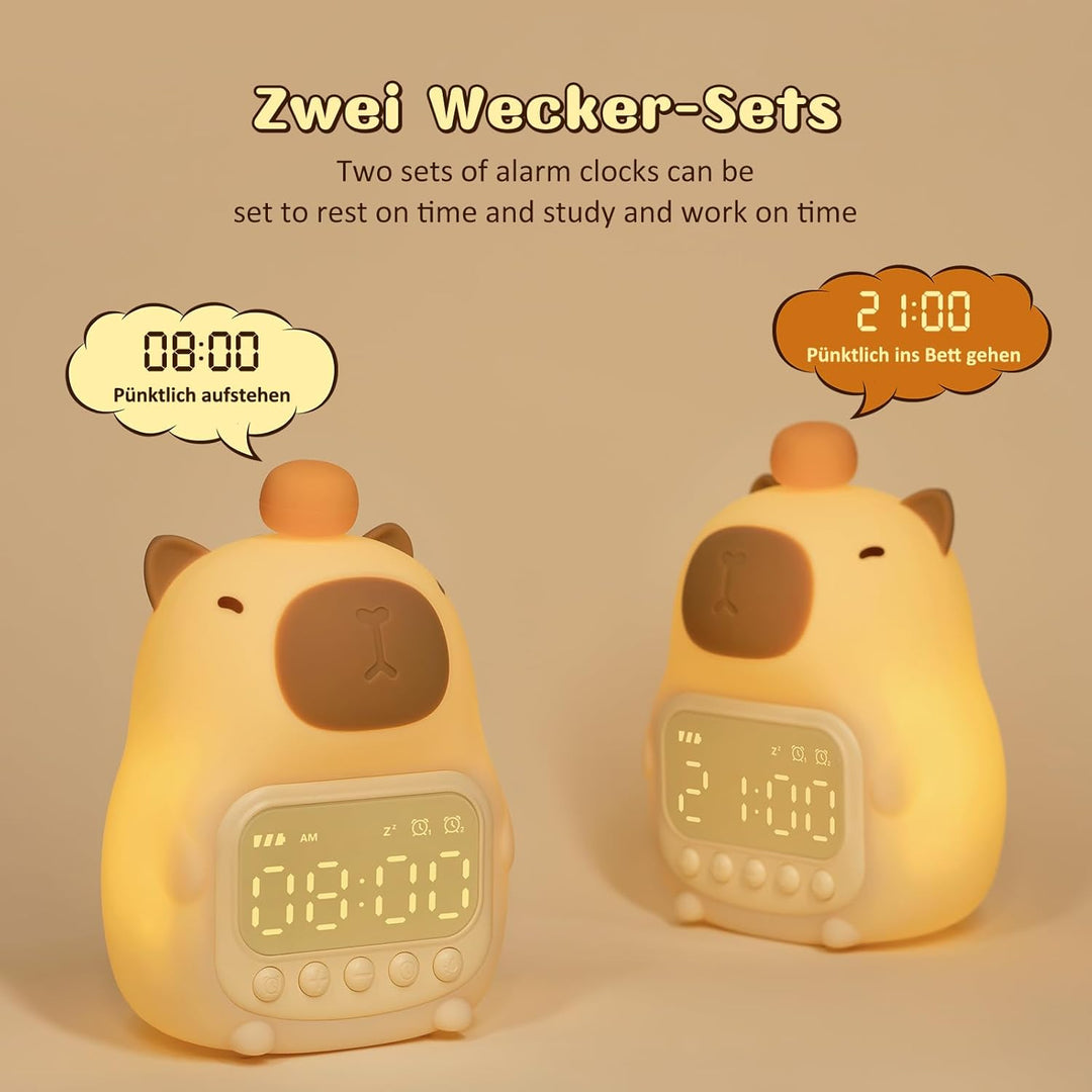 Yiliaw Capybara Wecker mit Nachtlicht für Kinder, 7 RGB-Farben Süsse Wecker für Schlafzimmer, Ok to