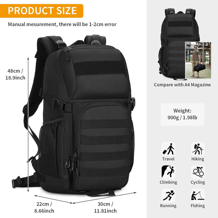 VINBAGGE Molle Rucksack Herren Wanderrucksack Taktischer Backpack Schulrucksack 900D Nylon Mehrere T