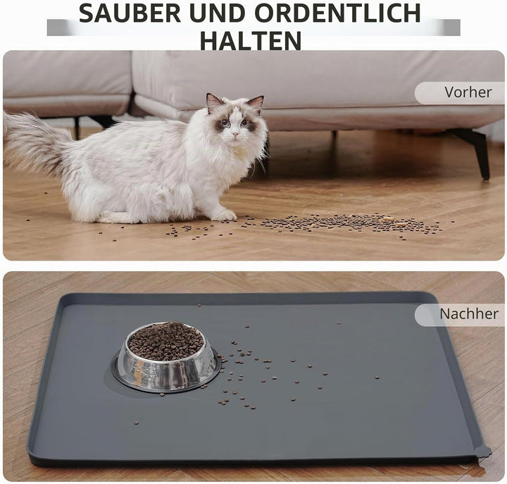Reopet Hunde- und Katzennapfmatte, wasserdichtes, rutschfestes Silikon, Haustierfuttermatte 71 x 45