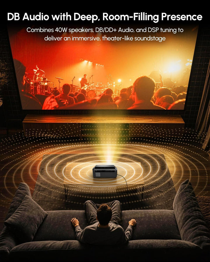 4K Smart Beamer Tageslicht mit Zertifizierten Apps, 2300 ANSI LED Projektor, DB-Audio, Autofokus, Wi