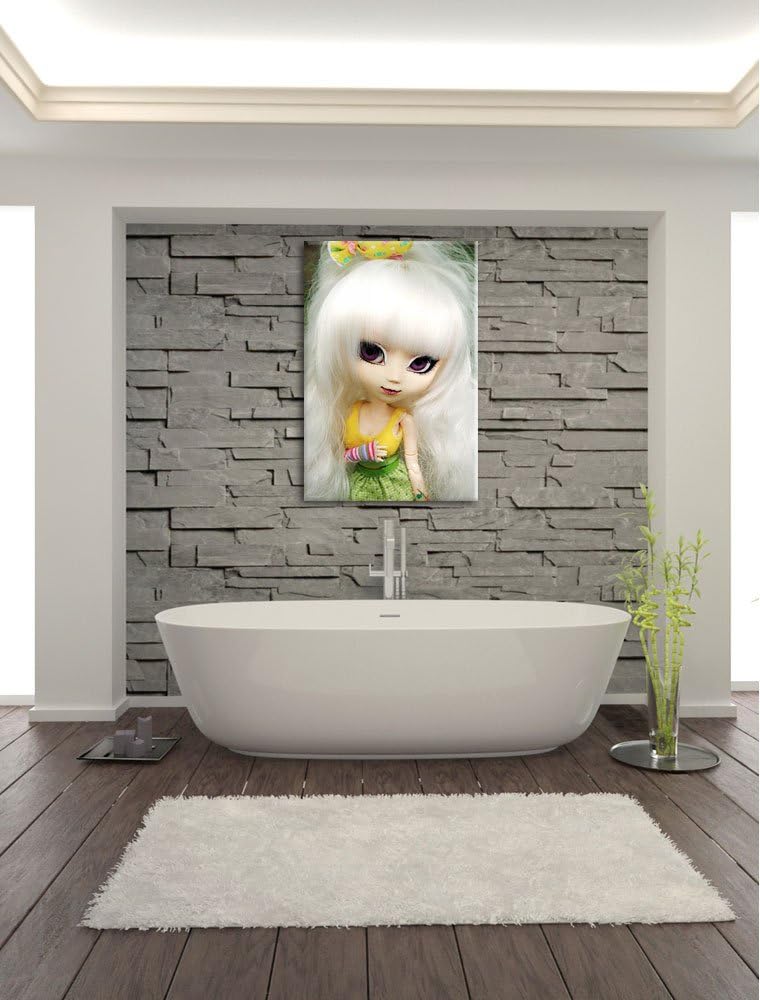 Pullip-Püppchen im 70er-Jahre-Stil Leinwand, XXL riesige Bilder fertig gerahmt mit Keilrahmen, Kunst