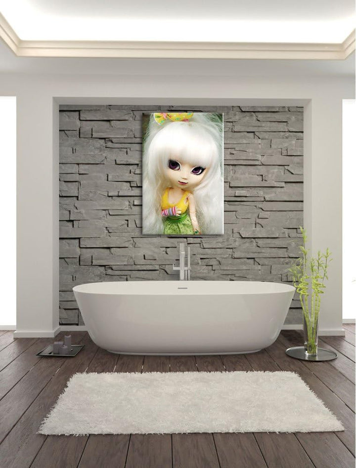 Pullip-Püppchen im 70er-Jahre-Stil Leinwand, XXL riesige Bilder fertig gerahmt mit Keilrahmen, Kunst