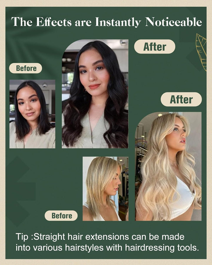 Ugeat Tape Extensions Echthaar Platinblond Ombre 40 cm Ombre Echthaar Extensions Tape Naturschwarz O