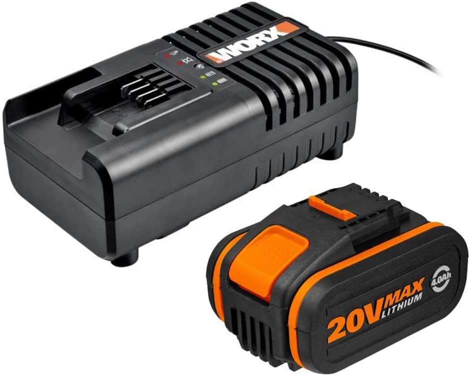 WORX WA3604 PowerShare Akku mit Akku Ladestation Set: - 20V 4000mAh Li-Ion Akkubatterie & Akku Lades