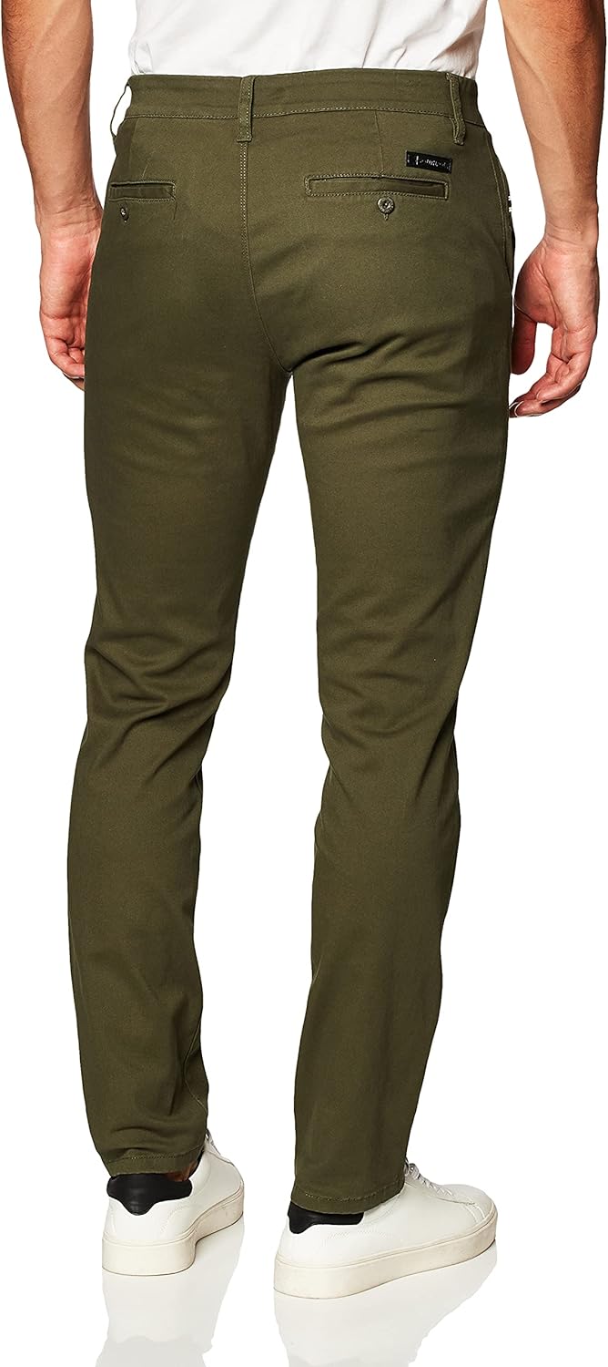 Southpole Herren Flex Stretch Basic Lange Chinohose Lässige Hose 30W / 32L Oliv/Blatt für Mich (Leaf