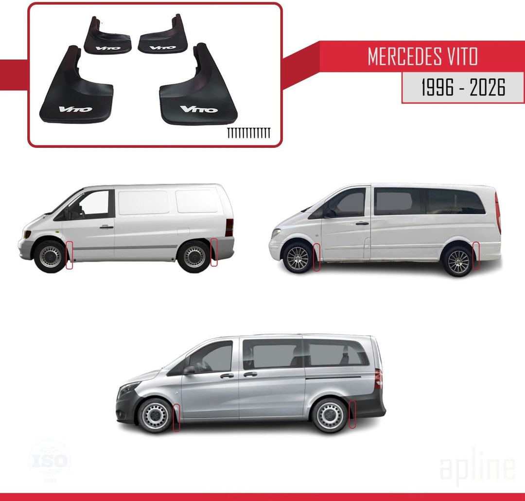 Apline Schmutzfänger Spritzschutz für Mercedes Vito Vorne + Hinten 4 tlg SET