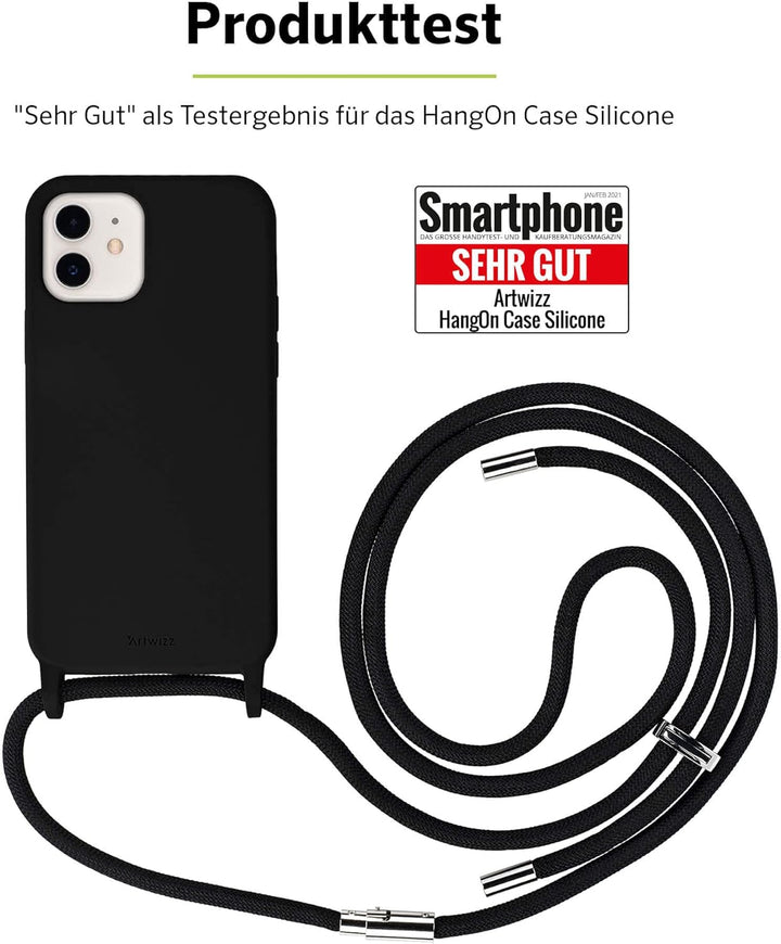 Artwizz HangOn Case kompatibel mit iPhone 13 - Elastische Schutzhülle aus Silikon als Handykette zum