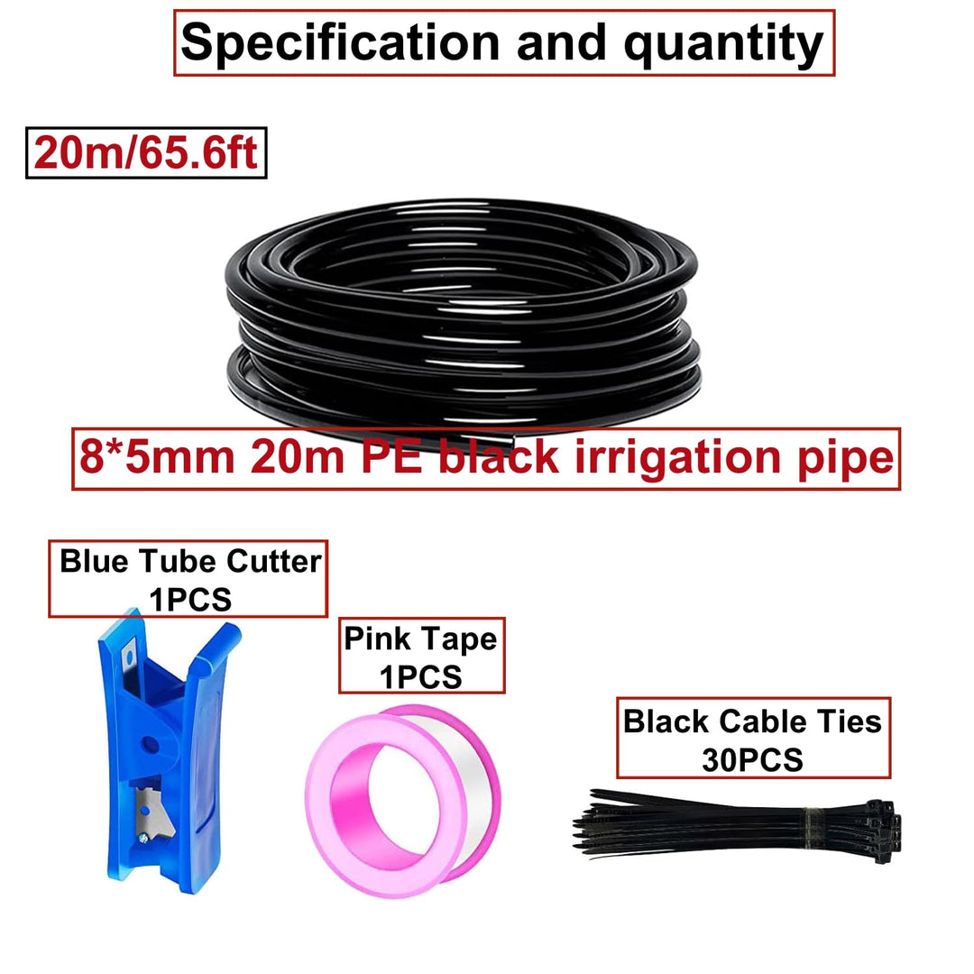 HUAZIZ 20m Pneumatik Schlauch Kit 8mm, bewässerungssystem, 360° biegbares Tropfbewässerungsset, 10St