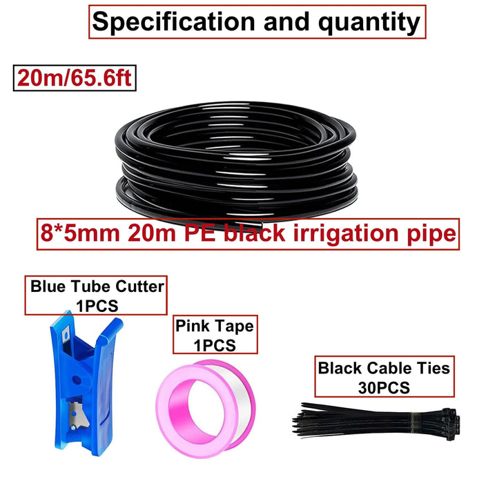 HUAZIZ 20m Pneumatik Schlauch Kit 8mm, bewässerungssystem, 360° biegbares Tropfbewässerungsset, 10St