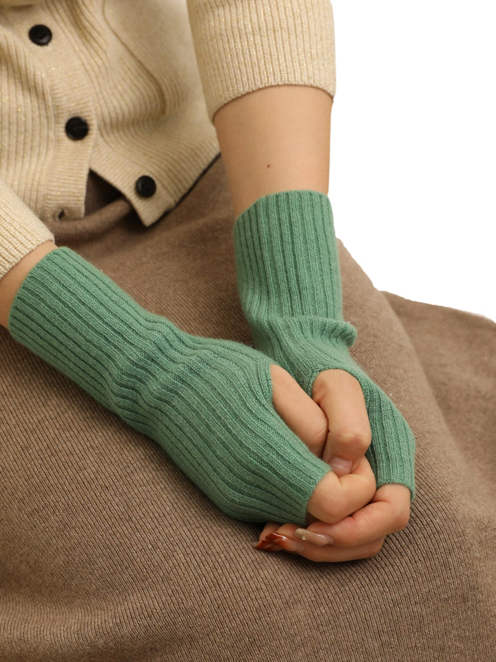 Prettystern Damen Kaschmir-Wolle Gerippte Fingerlose Handschuhe Hand-Stulpen handgelenk-wärmer Pulsw