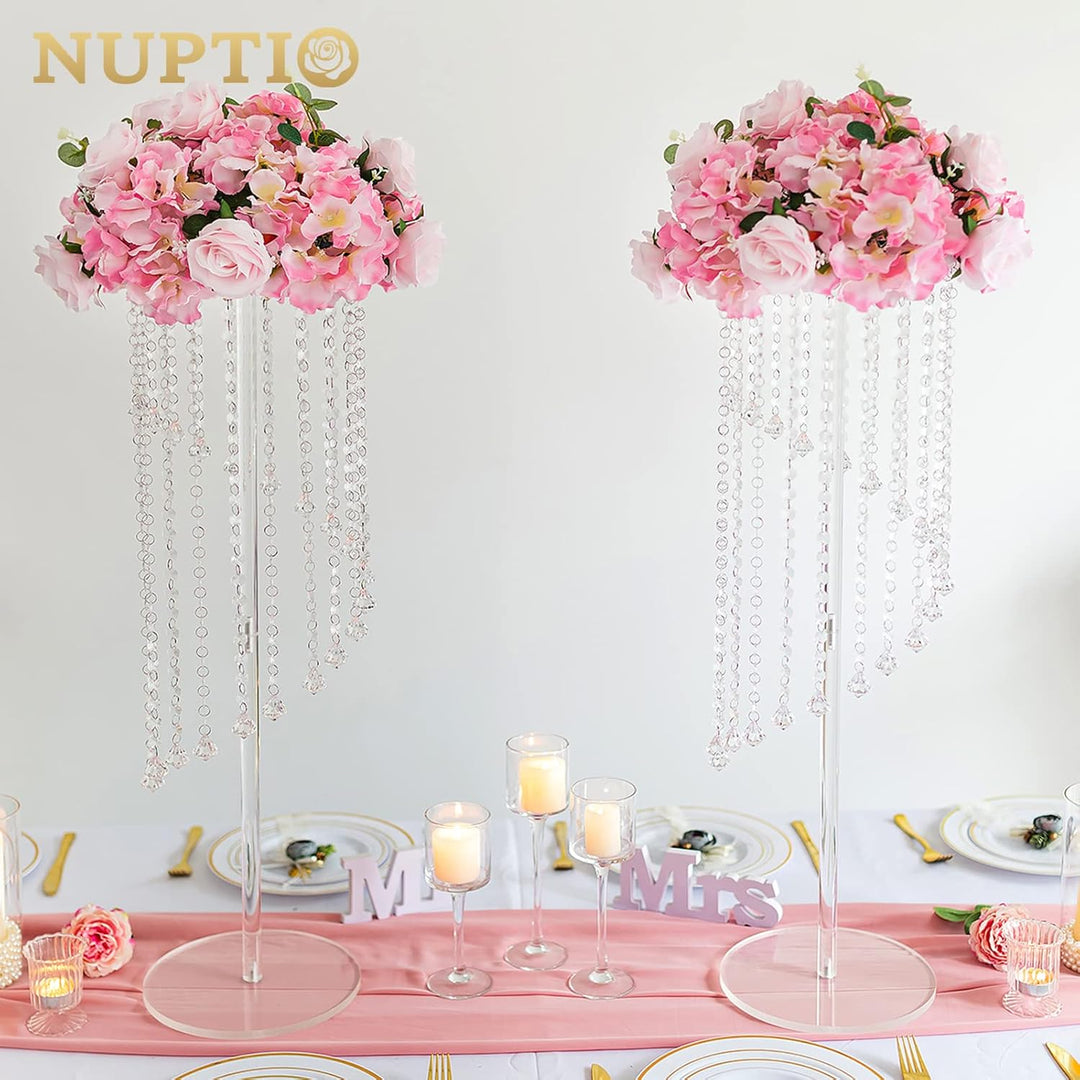 Nuptio Acryl Vasen Hochzeit Mittelstücke - 10 Stück 80cm Hoch Klare Geometrische Blume Vase Stehen f