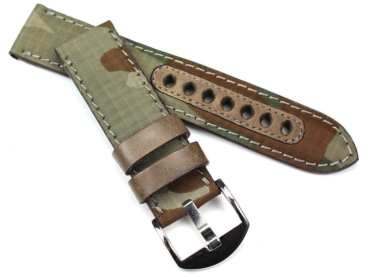 Sulla Herren Uhrenarmband Canvas & Leder Marine Grün 22mm