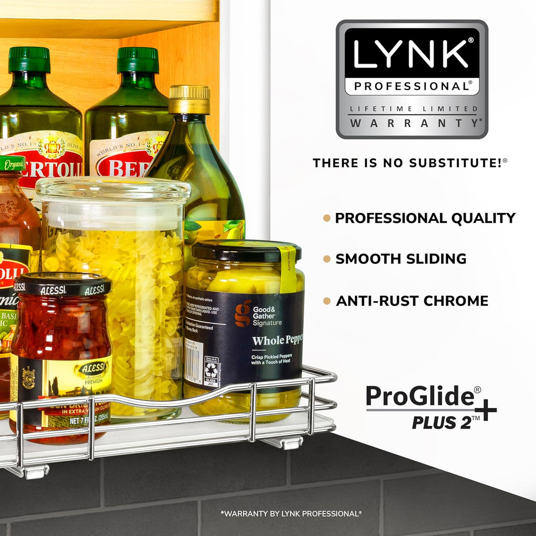 LYNK PROFESSIONAL® Gewürzregal zum Herausziehen für Schrank, 26,4 cm breit, ausziehbares Regal, ausz