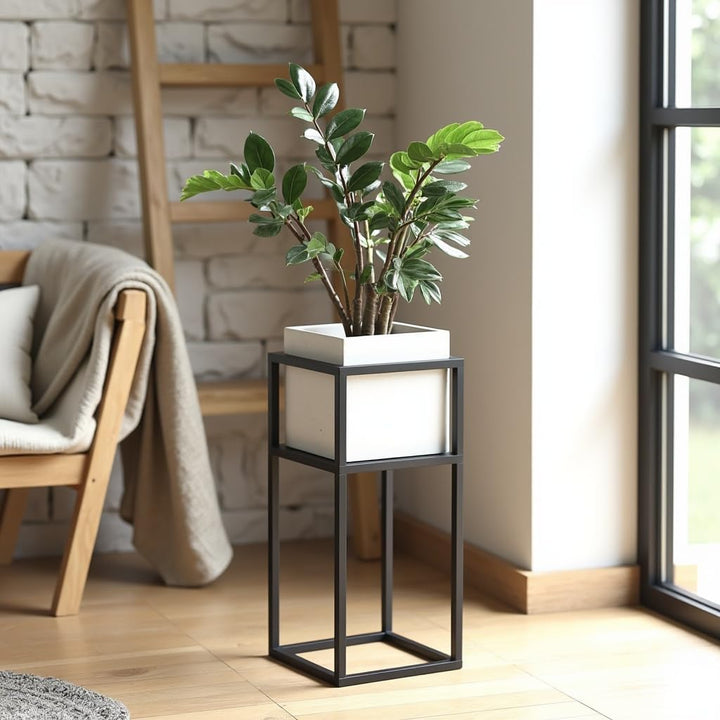 Blumenständer - Pflanzenständer aus Metall - 21x21x50cm - für Wohnzimmer, Küche, Büro - Loft, Indust