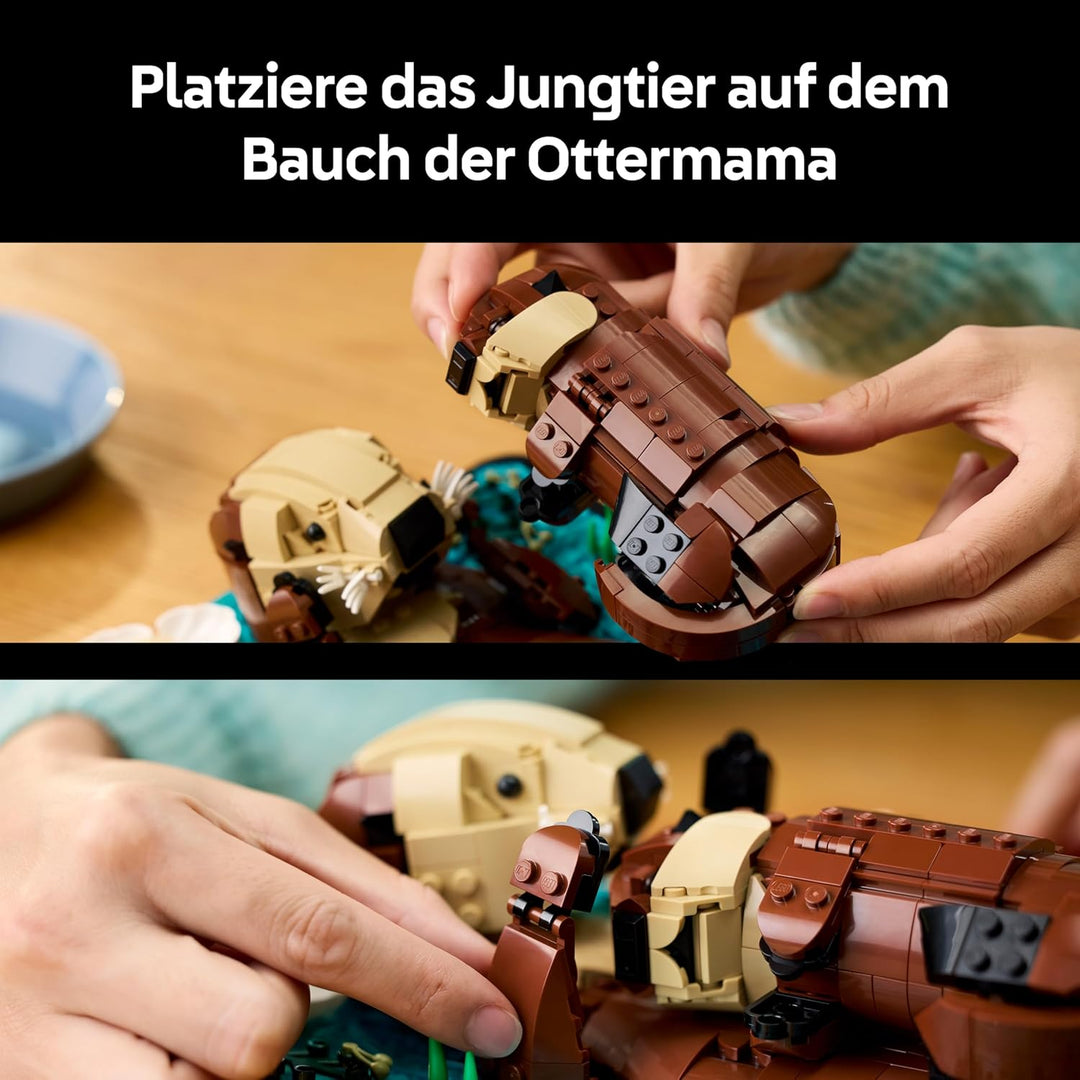LEGO Ideas Schwimmende Otter - Modellbau für Erwachsene - 3D Puzzle mit Seeotter Figuren (Mutter & J