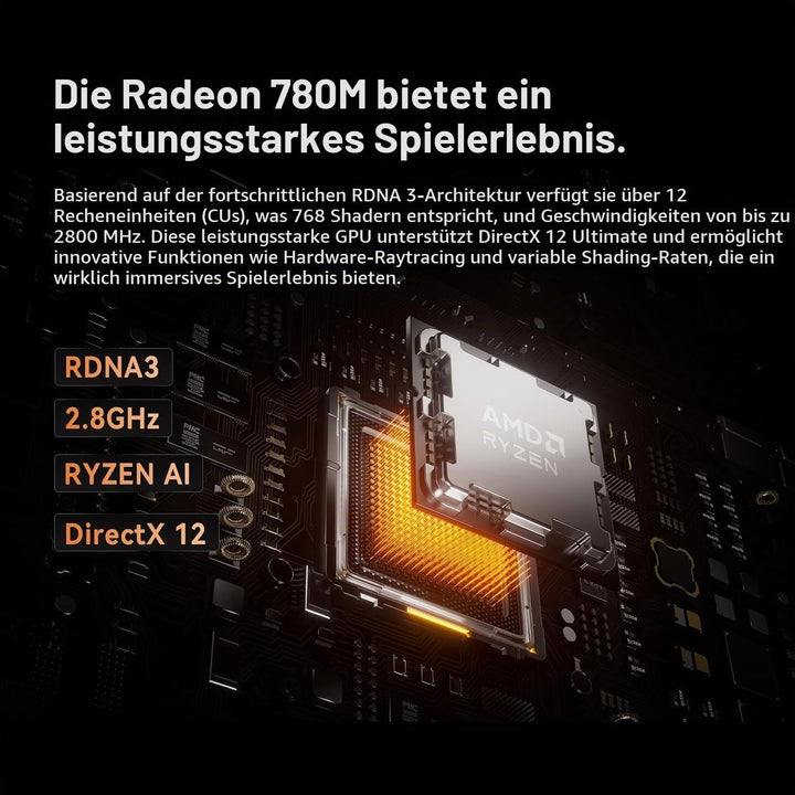 MINIS FORUM UM890 Pro Mini PC - AMD AI Ryzen 9 8945HS, 8 C/16 T, Radeon 780M GPU, 32GB DDR5 RAM, 512