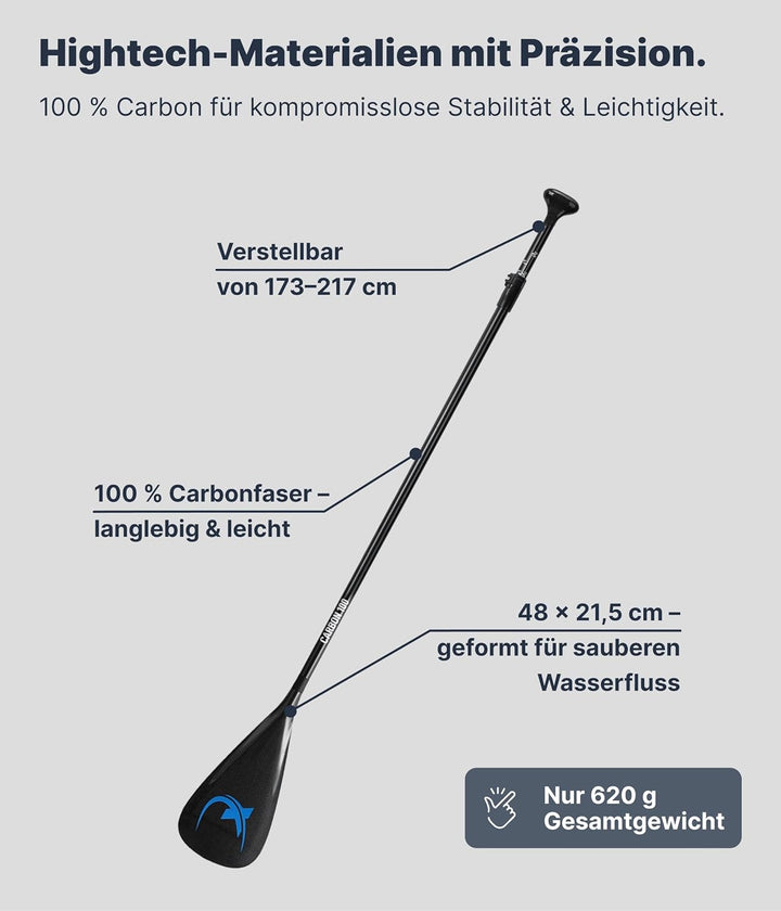 Nemaxx NCP100 Carbon Paddel 3-teilig für Stand Up Paddle Board, Profi Stechpaddel SUP Paddelblatt ve