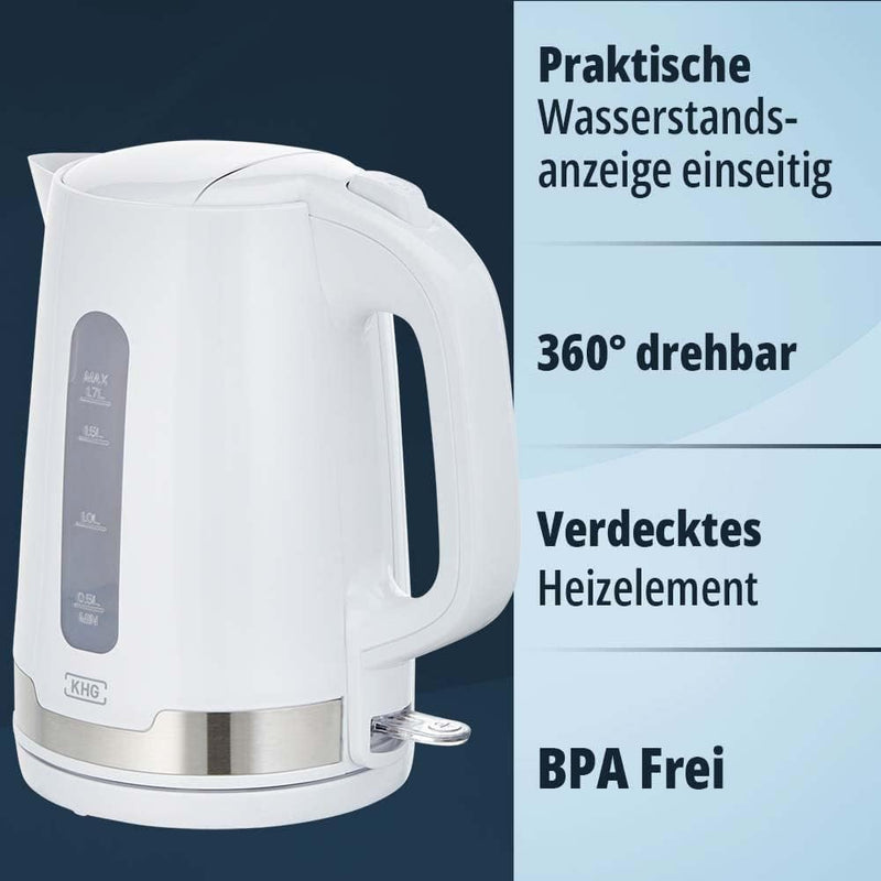 KHG Frühstücksset Wasserkocher und Toaster Set 2-teilig, 2.200 & 850 Watt, Kapazität 1,7 Liter & 2 S