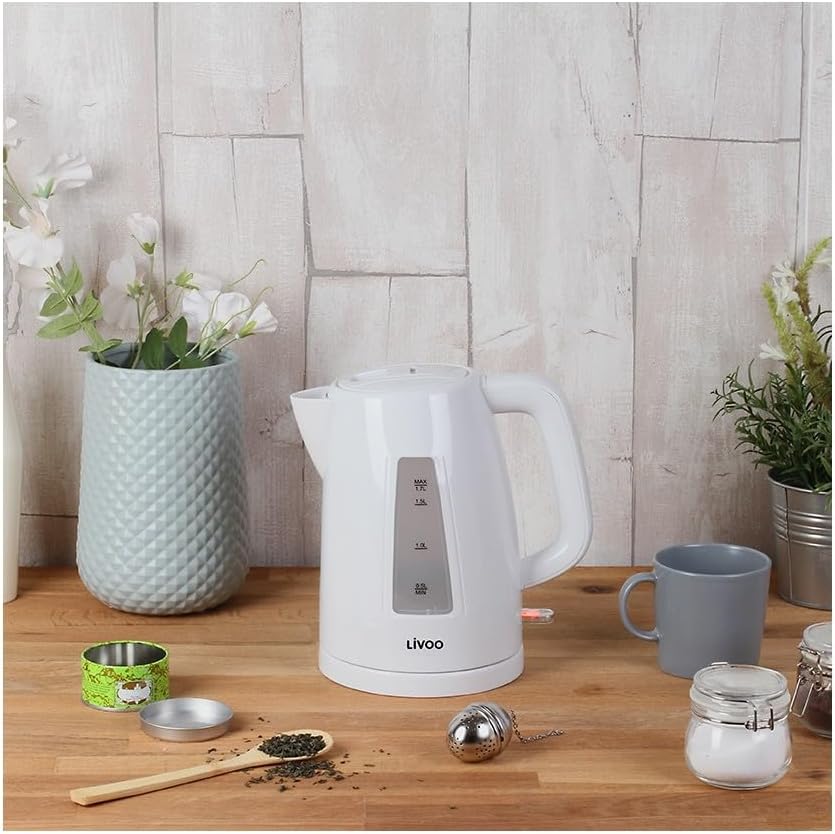 Livoo Wasserkocher 1,7 l DOD184N – 1850-2200 W – abnehmbarer Kalkfilter, 360°-Sockel, automatische A