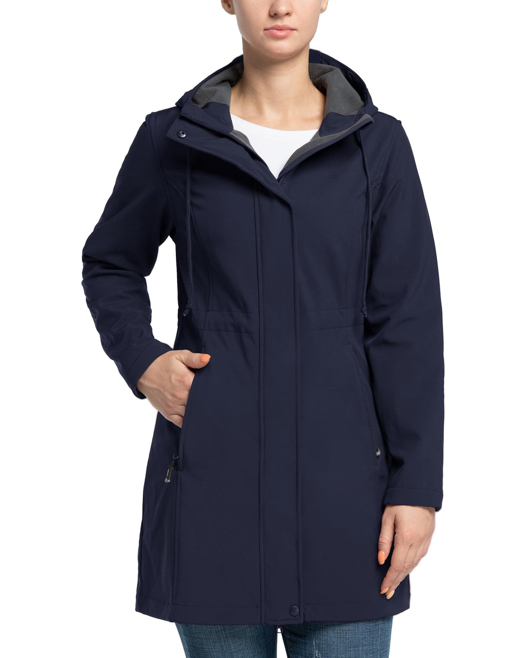 33,000ft Damen Leichte Wasserdichte Softshell Regenjacke Lange Funktionsjacke Übergangsjacke Windjac