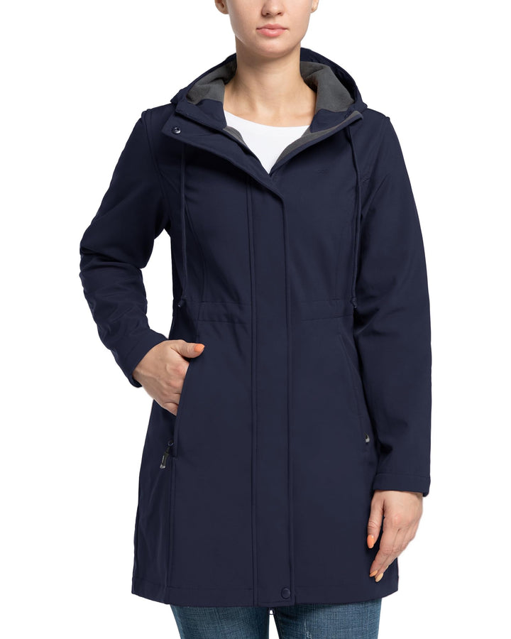 33,000ft Damen Leichte Wasserdichte Softshell Regenjacke Lange Funktionsjacke Übergangsjacke Windjac