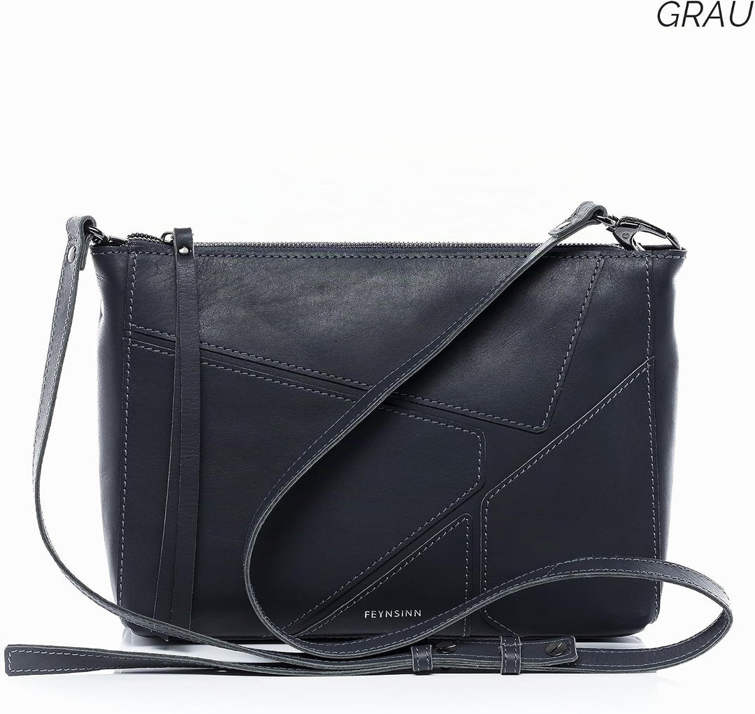 FEYNSINN Clutch mit langem Schultergurt JEMMA PUZZLE aus Premium Leder I Handtasche für Damen I Umhä