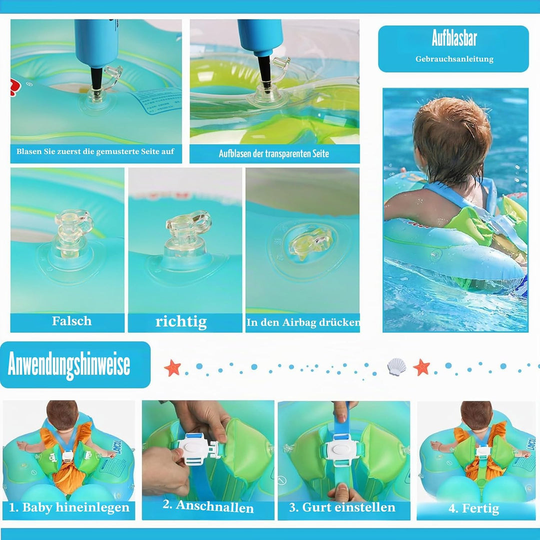 Schwimmring für Neugeborene, 3–12 Monate, Orange, aufblasbarer Baby-Pool-Schwimmring mit Sicherheits