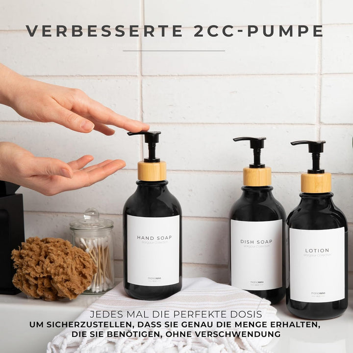 MaisoNovo Shampoo Spender Für Dusche 3er Set - Schwarz Duschgelspender Für Dusche Mit Pumpe Schwarz