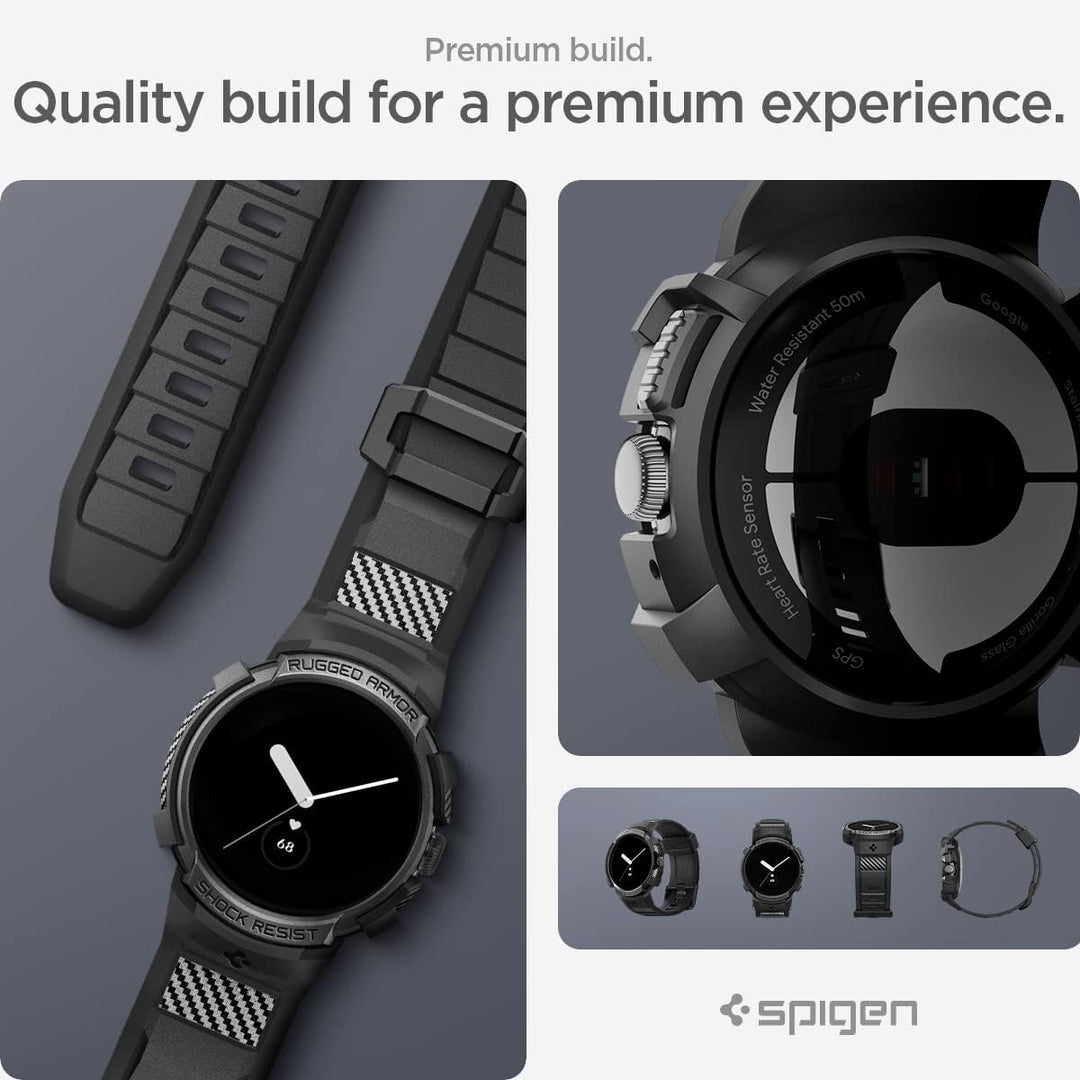 Spigen Rugged Armor Pro Schutzhülle und Armband, kompatibel mit Google Pixel Watch 4/3/2/1, 41 mm Go