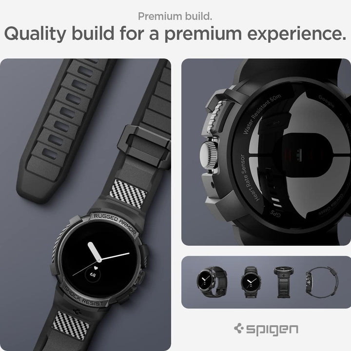 Spigen Rugged Armor Pro Schutzhülle und Armband, kompatibel mit Google Pixel Watch 4/3/2/1, 41 mm Go