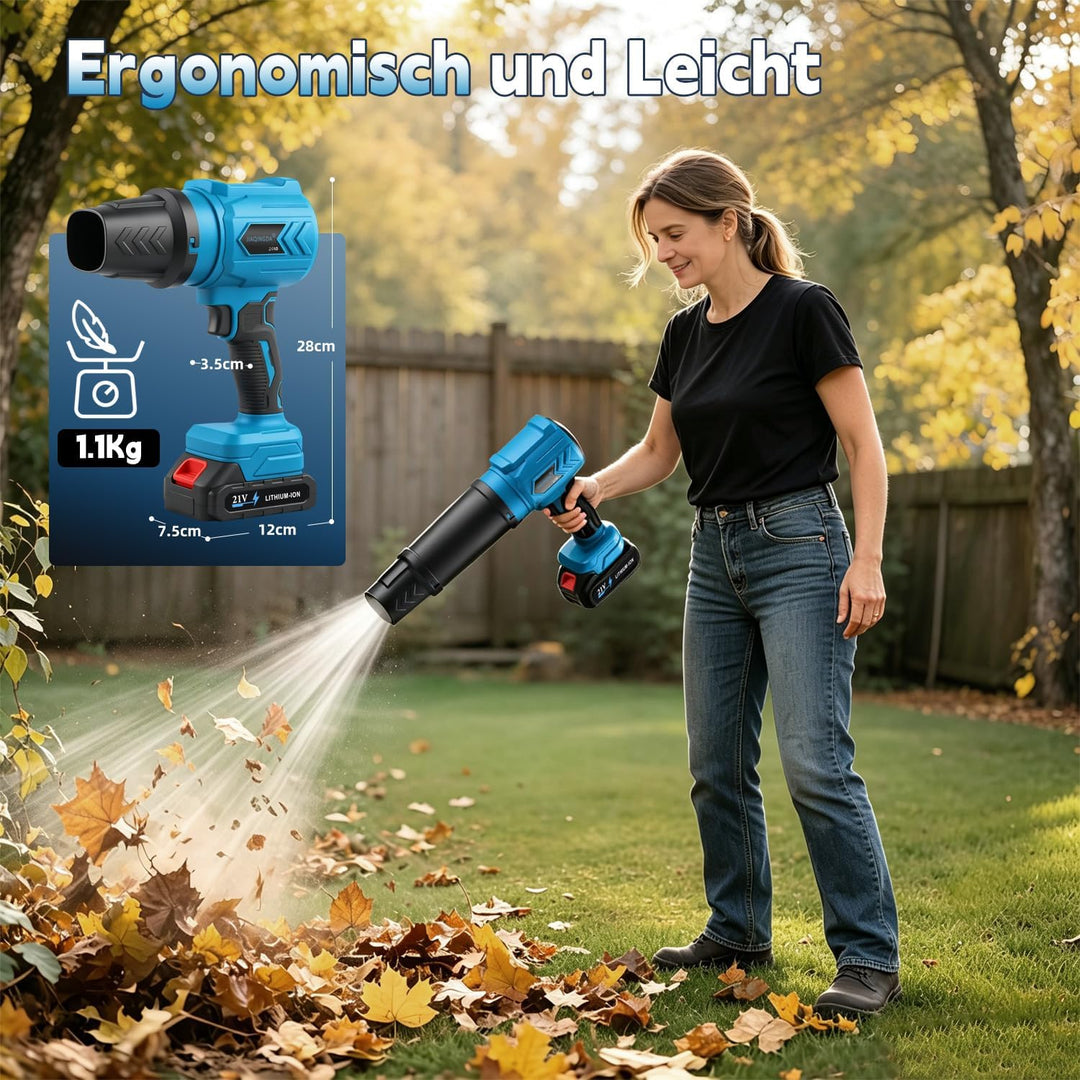 Akku-Laubbläser für Makita Akkus,Akku-Gebläse mit 2x2,0Ah Akkus &amp; Ladegerät | Luftgeschwindigkeit 21