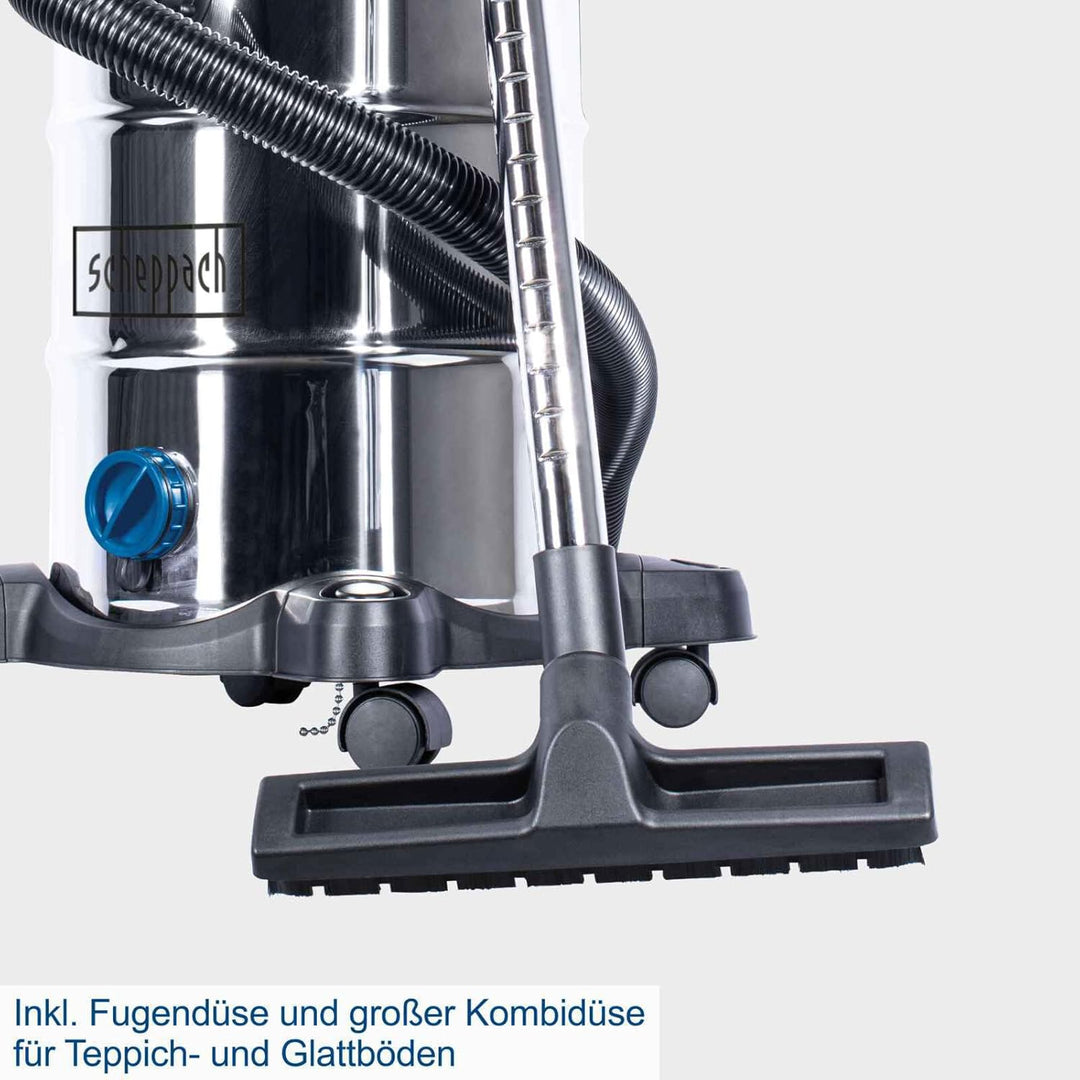 Scheppach NTS30 Premium 3in1 Nass- und Trockensauger 30L | Industriesauger mit Steckdose & Einschalt
