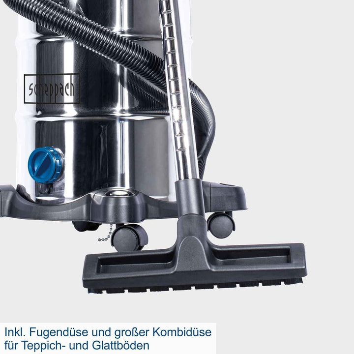 Scheppach NTS30 Premium 3in1 Nass- und Trockensauger 30L | Industriesauger mit Steckdose & Einschalt
