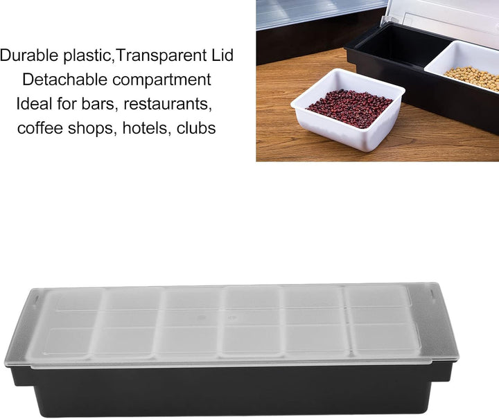 Gewürztrennbox, Gewürzbehälter, 6 Kästchen Transparenter Zutatenbehälter mit Deckel, Abnehmbares Gew
