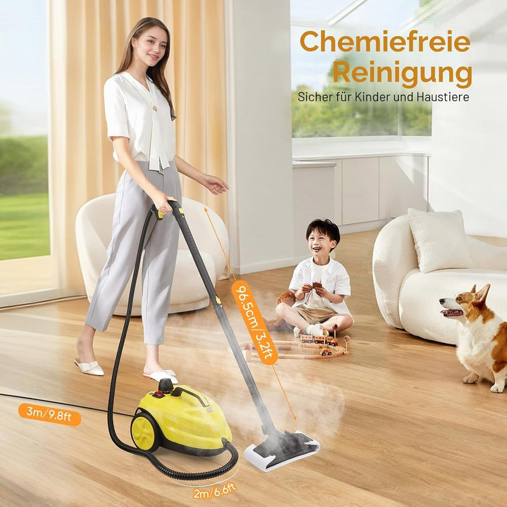 Dampfreiniger 2000W, 320°F Hochtemperatur-Dampf mit 2L Wassertank, Multifunktionaler Handdampfreinig