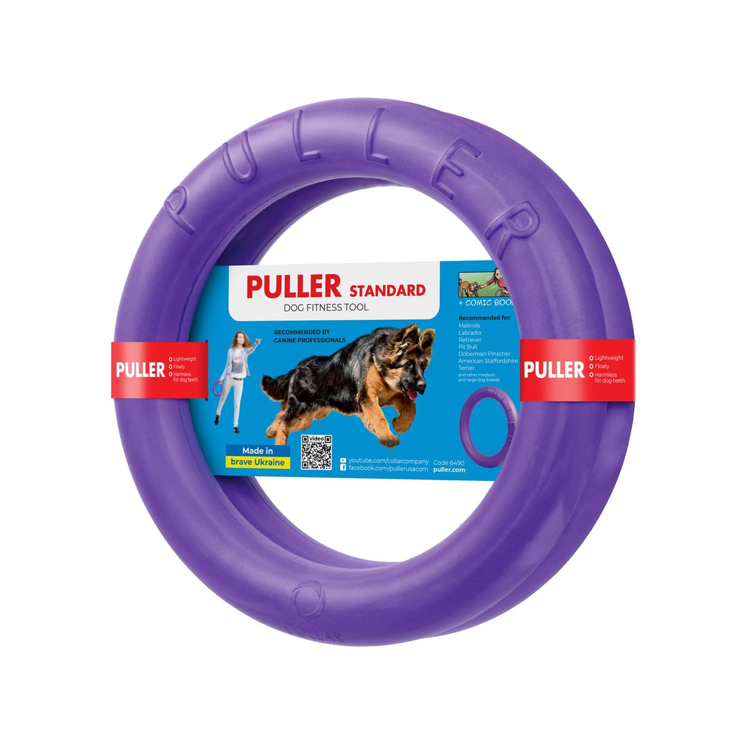 Puller Standard, 2 Stück, Spielringe, Fitnessgerät für Hunde, Interaktives Spielzeug für Hunde,Wasse