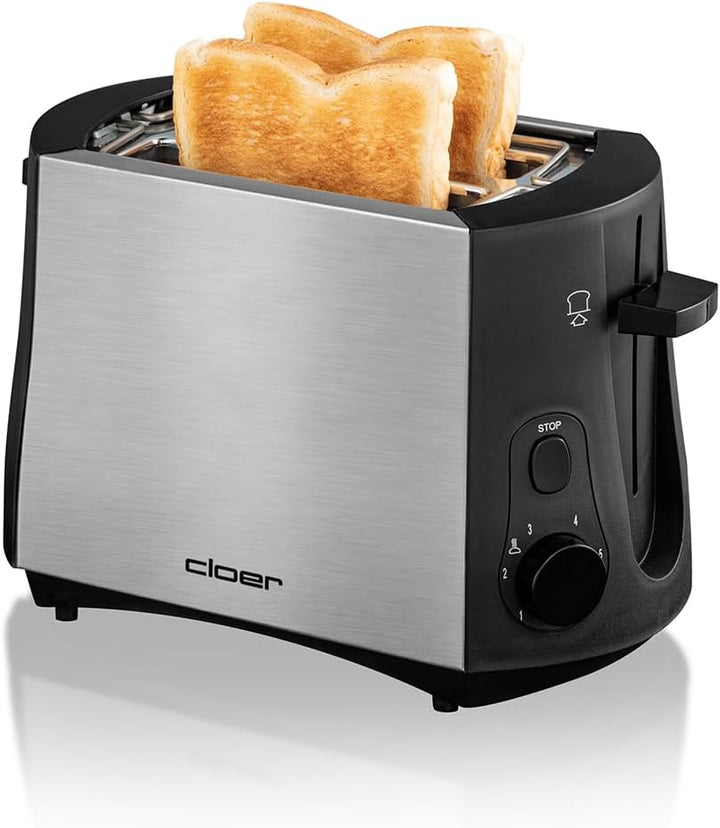 Cloer 3419 Toaster für 2 Toastscheiben, 825 W, integrierter Brötchenaufsatz, Nachhebevorrichtung, Kr
