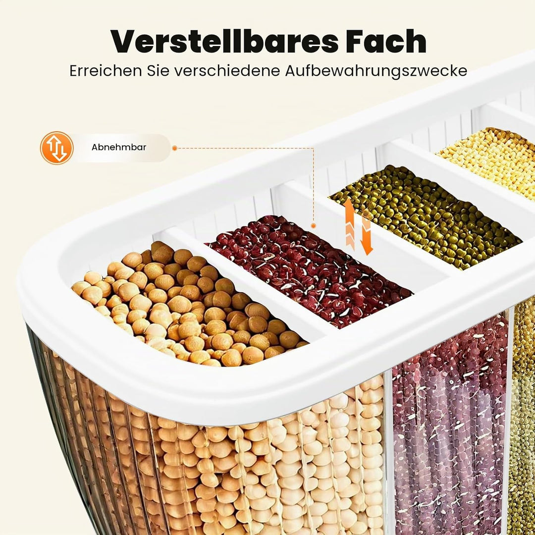 Müslispender, Linsenspender Getreidespender mit 6 Gittern Speicher Box Trockenfutter Müslispender fü