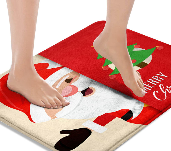 Britimes Badematten für Badezimmer, Badezimmermatten, rutschfest, rotes Weihnachtsmuster, waschbarer