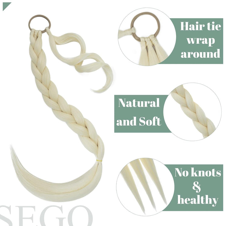 SEGO 86cm Braid Extensions Ponytail Haarteil Lang Pferdeschwanz Haare zum Einflechten Haare zum Einf