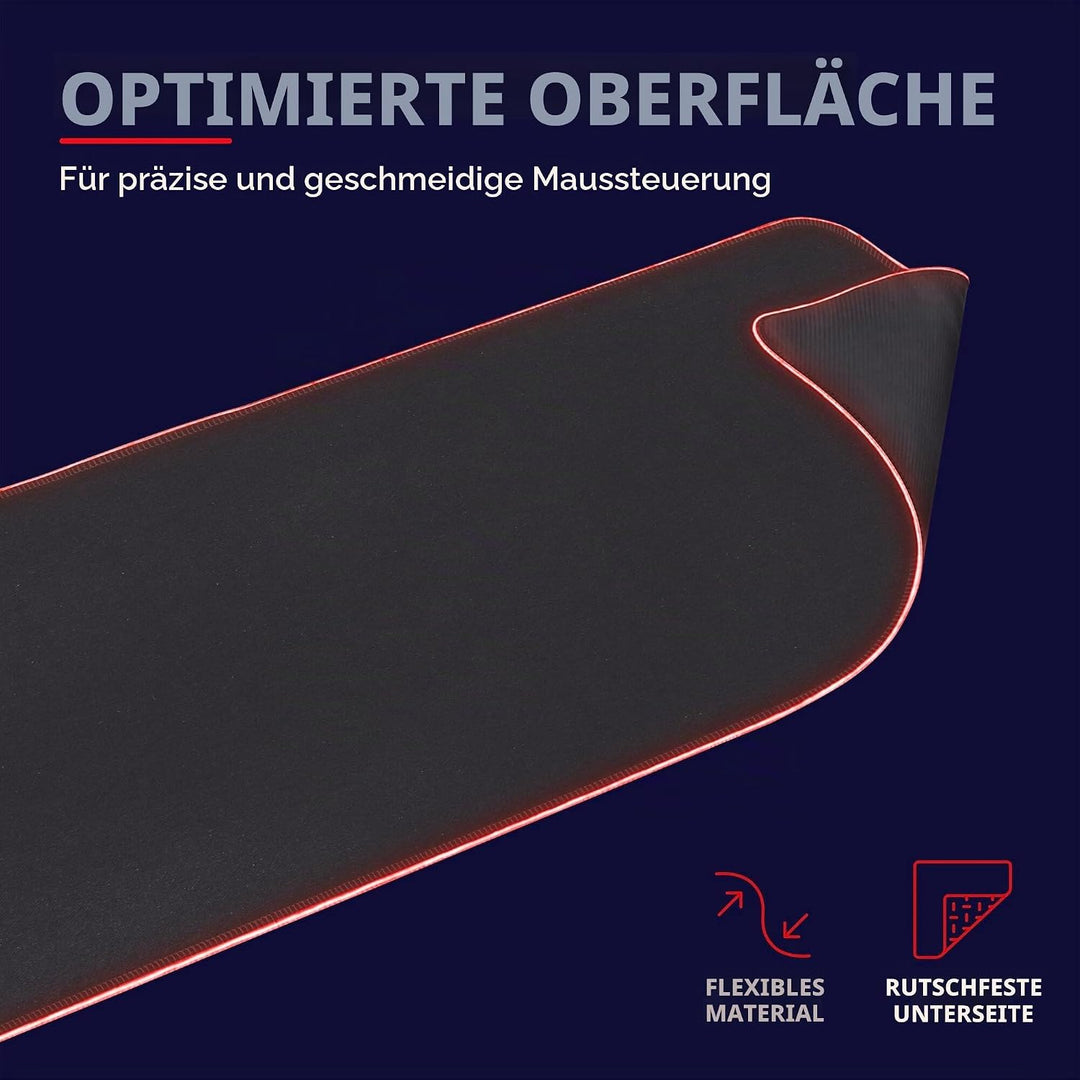 Trust Gaming GXT 764 Glide-Flex RGB Mauspad XXL, 930x300 mm, Gaming Mousepad mit LED Beleuchtung, ru