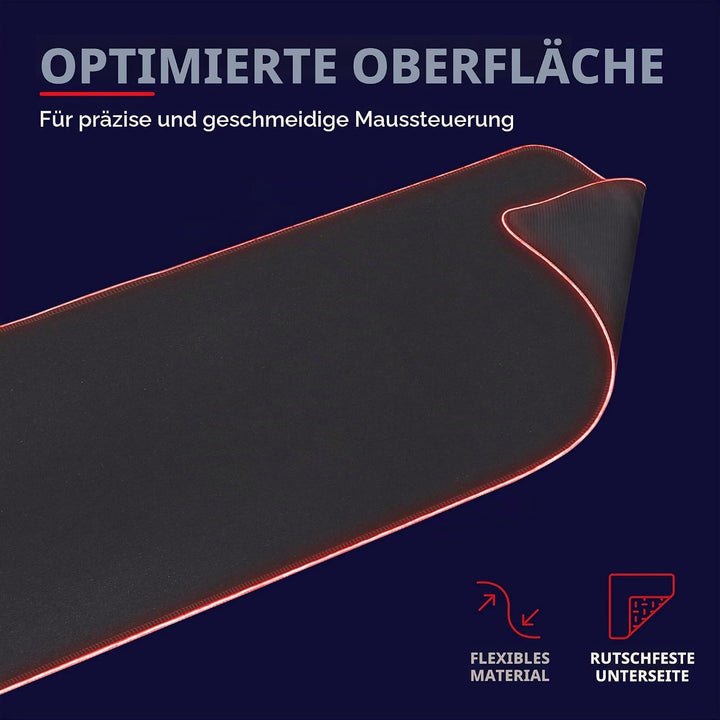 Trust Gaming GXT 764 Glide-Flex RGB Mauspad XXL, 930x300 mm, Gaming Mousepad mit LED Beleuchtung, ru