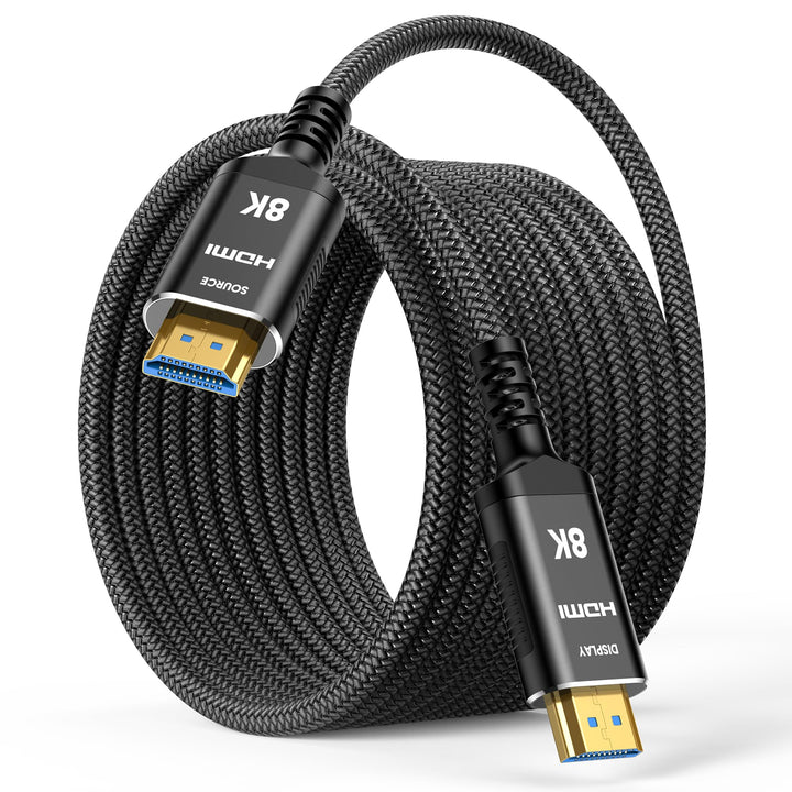 Highwings 15M Glasfaser 8K HDMI Kabel - (Unidirektional, SOURCE/DISPLAY) 48Gbps Highspeed 8K@60Hz 4K