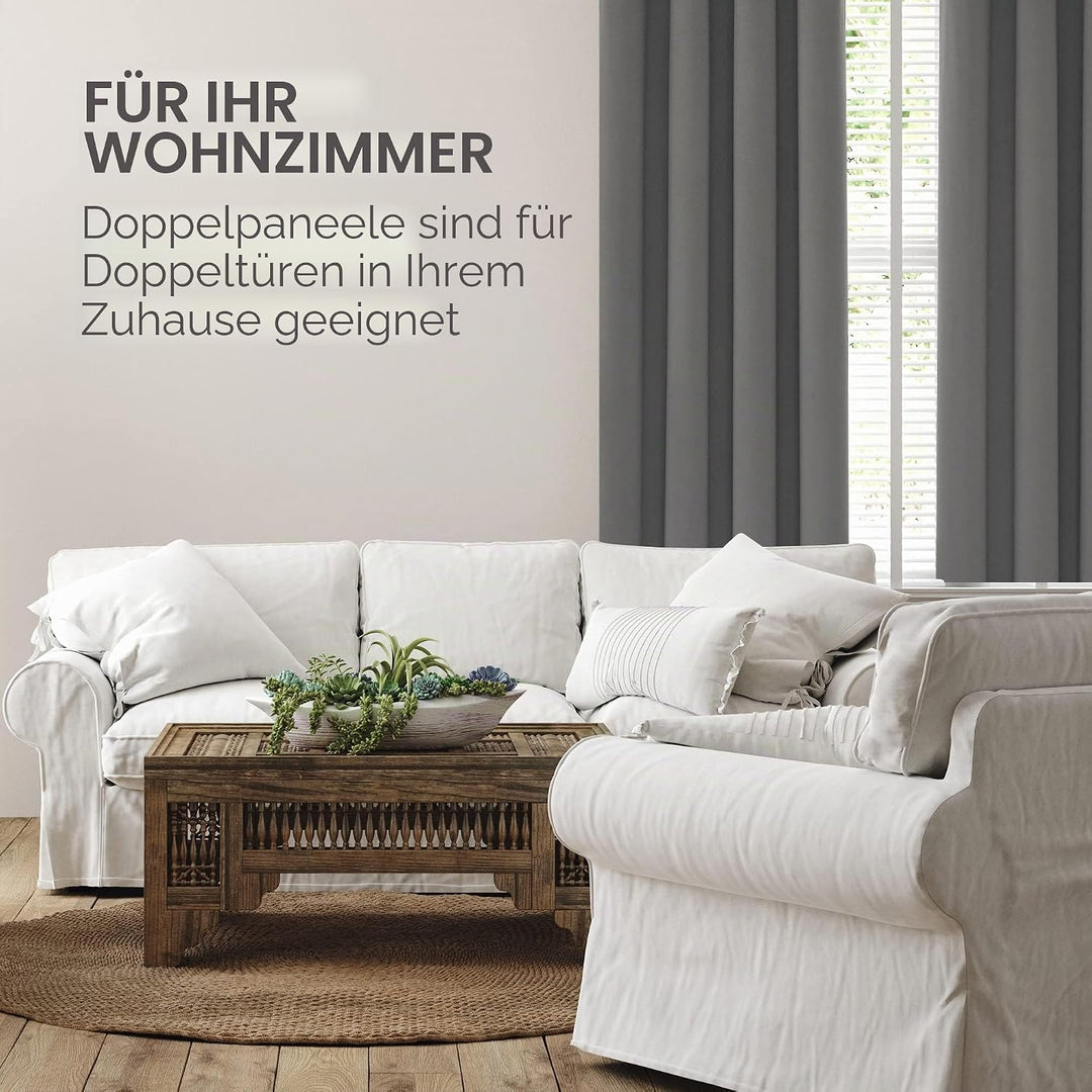Deconovo Verdunkelungsvorhang Lärmschutzvorhang Ösen Gardinen Blickicht Kälteschutz, 260x140 cm(Höhe