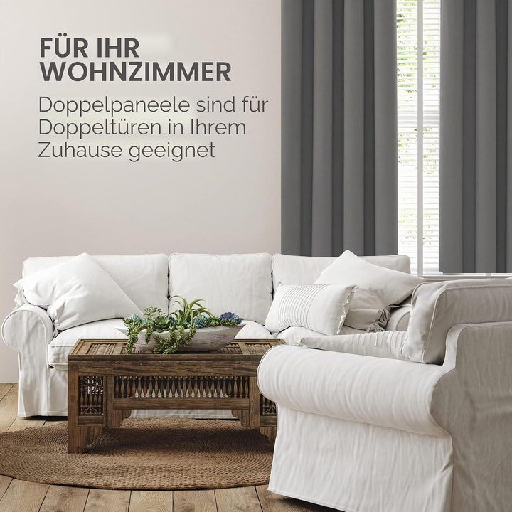 Deconovo Verdunkelungsvorhang Lärmschutzvorhang Ösen Gardinen Blickicht Kälteschutz, 260x140 cm(Höhe